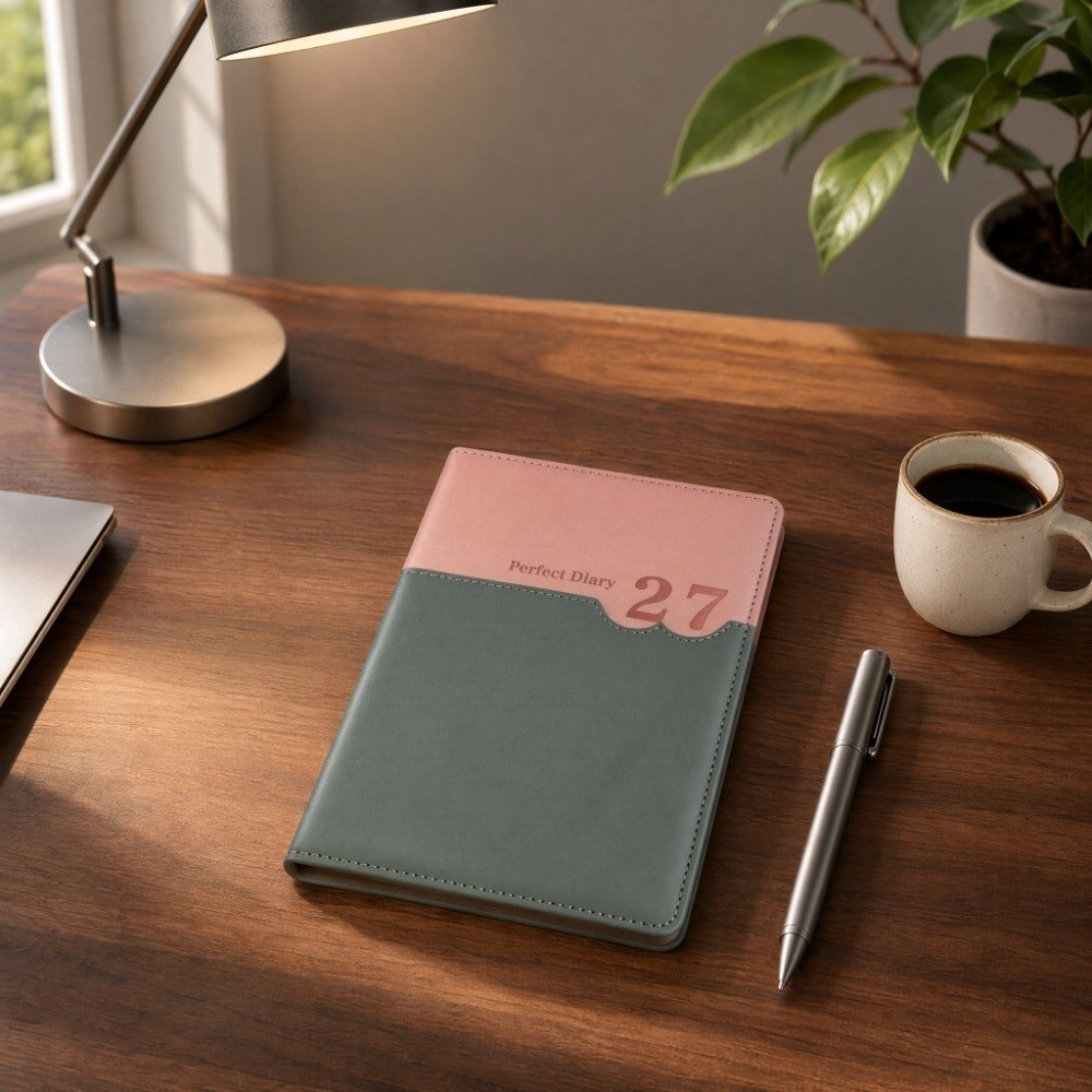 Leather Work Diary Covers - Planificateur de travail de bureau 2027,