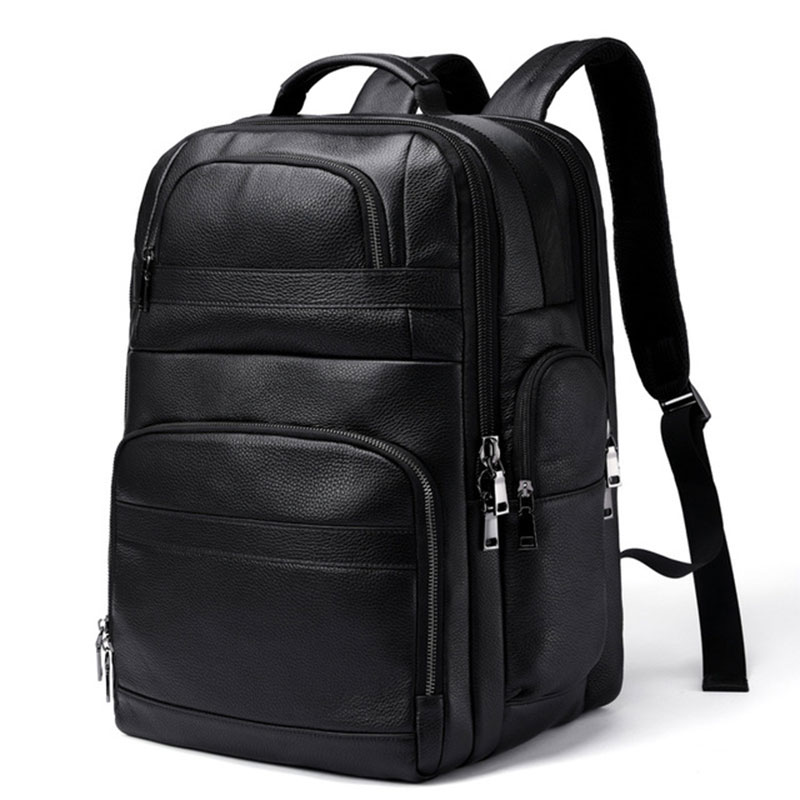 Leather Work Rucksack Mens - Luufan-Sac à dos en cuir véritable
