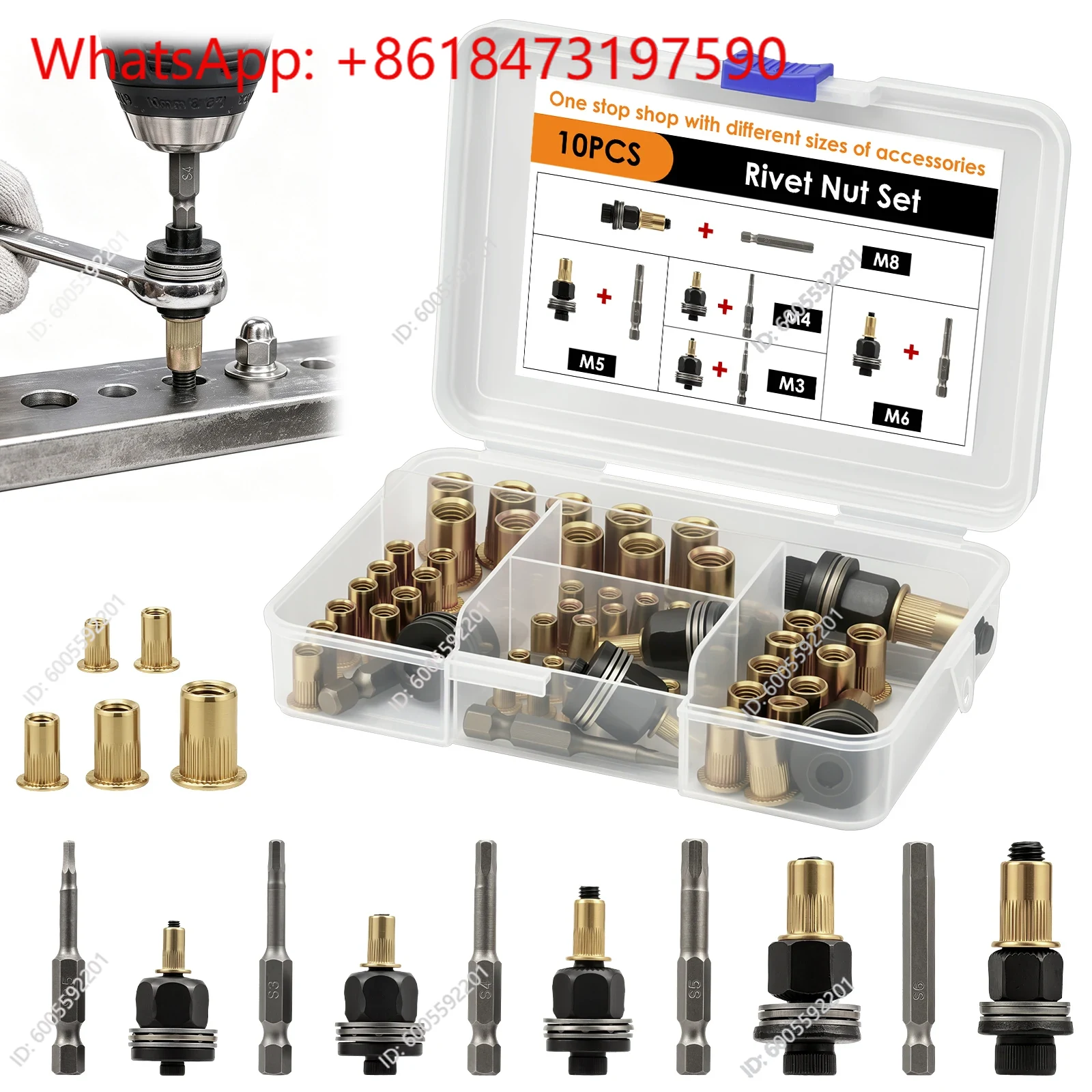 Rivet Setter Tool - Kit d'outils pour écrous à riveter